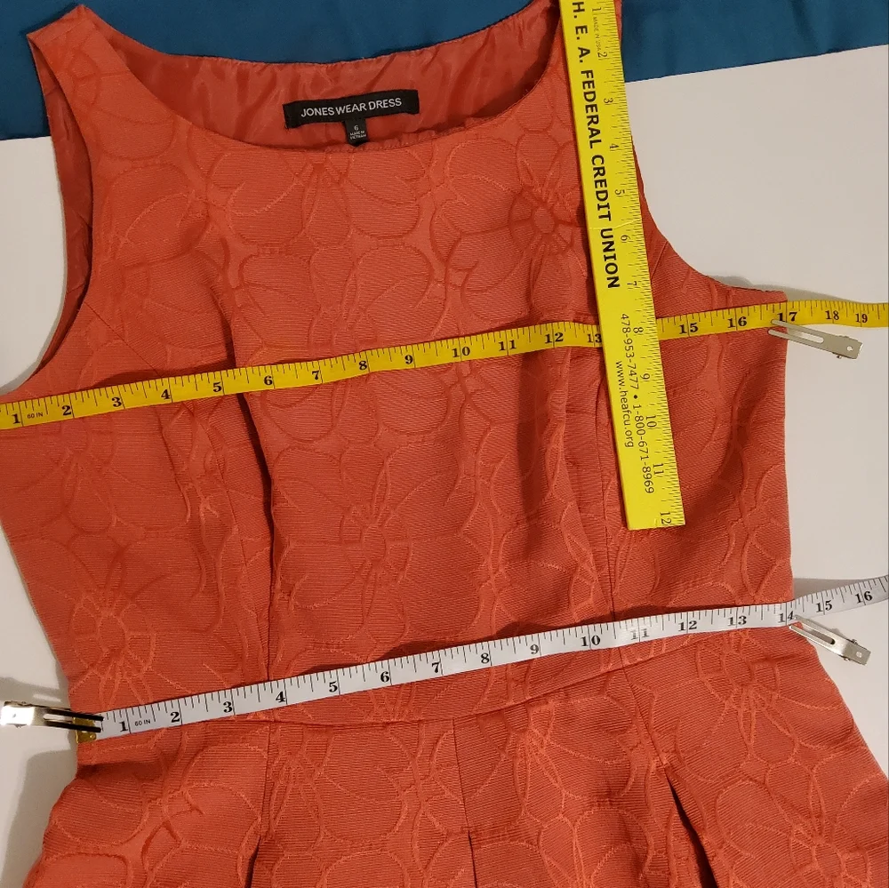 Jones Wear Dress Pink Floral Embroidered Sleeveless Fit & Flare Dress Size 6 - Picture 6 of 10